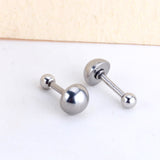 ASON Size 4mm/6mm/8mm Oval Ball Screw Piercing Stud Earrings Silver Color for Women Stainless Steel Wholesale Boho Jewelry