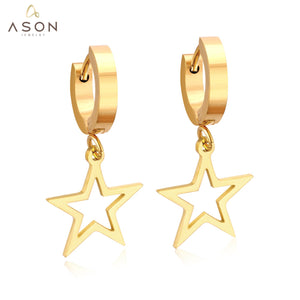 ASON Fashion 2022 Statement Drop Dangle Star Earrings for Women Stainless Steel Hanging Earring Set for Female Jewelry