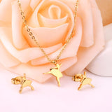 Ballet Girl Stainless Steel Dubai  Bridal Jewelry Sets Women Fashion Necklace Earrings Jewelry Set Accessories