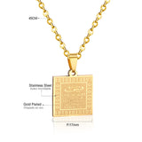 Religious Gold Color Scripture Necklace Stainless Steel Jesus Bible Crucifix Pendant Necklace For Christian Jewelry