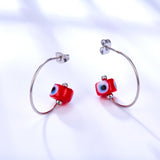 Brand Design Red Green Evil Eyes Charms Earrings Turkish Eyes For Woman Girls Half Round Earrings Hoop Pendientes