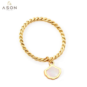 ASON Trendy Shell Charm Ring Gold Color 316L Stainless Steel Rings Unusual Fashion Jewelry for Women Gift Accessories