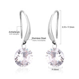 ASON Round Cubic Zirconia Piercing Drop Earrings for Women/Girl Stainless Steel Gold Color Wedding Fashion Jewelry Gift