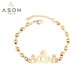 ASON plus récent or perlé Exteder chaînes Bracelets en acier inoxydable couronne forme mousqueton fermoir Bracelets bracelet femme fête 