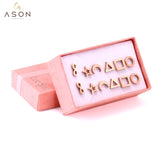 ASON Rose Gold Earrings Round Square Triangle Star Moon 6Pairs/box Girl Earrings Stainless Steel Weekend Jewelry Friend