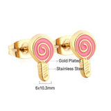 Candy Color Lollipop Stud Earrings For Kids Girl Cute Sweet Stainless Steel Anti Allergy Ear Jewelry Birthday Gifts