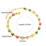 ASON Trendy Cat Eyes Mixed Color Accessories Multi-layer Chains Anklets Gold Color Stainless Steel For Women Jewelry Party