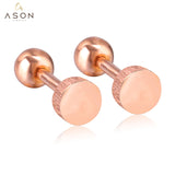 ASON Pendientes de tuerca de oro rosa/negro, pendientes geométricos de acero inoxidable para mujer, accesorios de regalo de joyería, triángulo/círculo/cuadrado