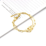 ASON Vintage Stainless Steel Multi Layer Bracelet Bangle for Women Clasp Charm Gold Color Bangle Couple Fashion Jewelry