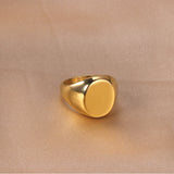 ASON Vintage Heart Round Square Shape Ring Gold Color Stainless Steel Geometric Fashion Jewelry for Women Men Accessories