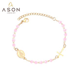 ASON Female Adjustable Extender Chains Bracelets Classic Style Black/Red/Pink/Blue Crystal Beaded Bracelets Women Curb Gift