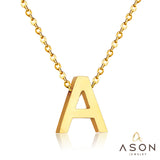 ASON Delicate Classic Style Initial 26 Letters Alphabet Chain Pendant Necklace Stainless Steel Gold Color Jewelry Chokers