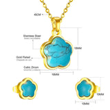 ASON – ensemble de bijoux de mariée en acier inoxydable 316L, or, pour femmes, collier en forme de fleur, pendentif, petites boucles d'oreilles