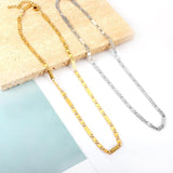 2mm/3.5mm 40+5cm Waterproof Chain Necklaces Stainless Steel Gold Plated Grunge Cross Pattern Goth Steel Man Choker