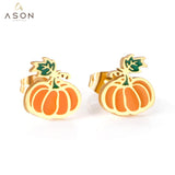 ASON-pendientes de dibujos animados con forma de vegetal para mujer, aretes pequeños inusuales de acero inoxidable 316L, joyería de moda 