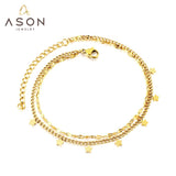 ASON-tobillera con cadenas de eslabones multicapa para mujer, accesorios de estrellas Vintage, Color dorado, acero inoxidable, joyería de moda para fiesta