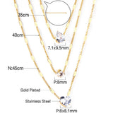 Triple Chains Necklace Heart Shape Pendant Necklace Three Layer Collier For Women Luxury Shiny Rhinestones 2022 New