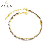 ASON Trendy Carbon Black Beads Accessories Multi-layer Chains Anklets Gold Color Stainless Steel For Women Jewelry Boho