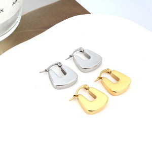 Pendientes Huggie cuadrados de acero inoxidable gruesos para mujer, pendientes de aro geométricos de Color dorado, bisutería impermeable para mujer, nuevo 