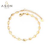 ASON Gold Color Square Charm Geometric Anklet Stainless Steel Foot Chain Beach Jewelry for Women Party Gift Fashion Jewelry