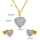 ASON Love's Heart Cubic Zirconia colgante collar pendiente moda fiesta boda accesorios collares de acero inoxidable 