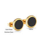 ASON elegantes pendientes de tuerca de concha blanca/negra, 3 par/lote, pendiente redondo de 8mm, joyería de acero inoxidable para mujer, regalo de fiesta 