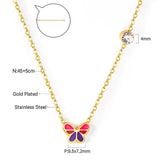 Collier avec pendentif en acier inoxydable pour femmes, mélange de couleurs, papillon, Football, chaîne gratuite avec cristal, bijoux 