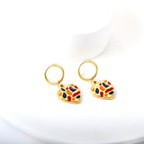 Petites boucles d'oreilles créoles pour filles/femmes, mignon, Piercing, cœur multicolore, acrylique, yeux bleus, pendentifs, cadeaux porte-bonheur