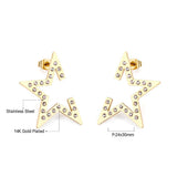 ASON Fashion Star Earring 316L Stainless Steel Stud Earrings with White Cubic Zirconia for Women Party Gift Jewelry