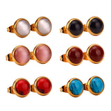 ASON Colorful Opal 6pairs/Box Earring Sets Stainless Steel Stud Earring Fashion Jewelry for Women Wholesale Party Daily