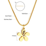 ASON Vintage Flower Accessory Cubic Zirconia Charm Pendant Necklace Gold Color Stainless Steel For Women Jewelry Chokers