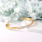 Lucky Gift For Friends Open Bracelets Luxury Women's Bangles Gold Color With Shiny Zirconia Stone Office Dailywear