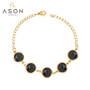 ASON – Bracelet en chaîne opales tendance de 20cm, couleur or, en acier inoxydable, accessoires pour femmes, bijoux, usage quotidien 