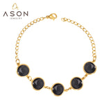 ASON Trendy Opals 20cm Chain Bracelet Bangle Gold Color Stainless Steel for Women Accessories Jewelry Mujer Daily Wear