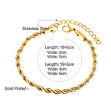 Twist Bracelets 2/3/4/5mm Woman Boho Rolo Chain Bracelets Waterproof Stainless Steel Vintage Hand Jewelry pulseras