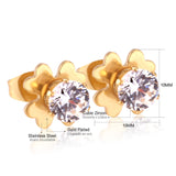 ASON Flower Shape Round AAA CZ Earring Stainless Steel Push Back Stud Earrings Female Brinco Party Wholesale 2022 New Style