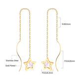 ASON Korean Style Star Shell Drop Earrings Dangle Chain Earring Stainless Steel Jewelry for Women Femme Party Gift