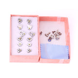 ASON 6 par/caja forma de estrella/corazón con bola pequeño pendiente de tuerca Piercing Acero inoxidable Color plata conjunto de pendientes para mujer