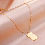 Stainless Steel Heart Shape Pattern Pendant Necklace Gold Color Collar Couple Gifts Accessories