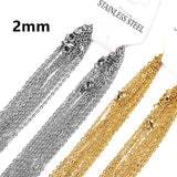 2MM Necklaces For Pendants Bulk Sale 2mm Rolo Cuban Link Chains Necklace Accessories Colliler Stainless  Chains Jewelry