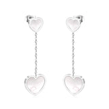 ASON Korean Style Statement Drop Earrings Shell Heart Dangle Earring Stainless Steel Jewelry for Women Femme Party Gift