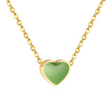 Gargantilla de corazón rosa para mujer, collar verde, cadena de acero inoxidable, colgantes, collares para mujer, joyería de verano 2022 