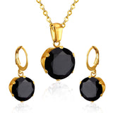 ASON Bridal Jewelry Sets Round Cubic Zirconia Pendants Stainless Steel Drop Earring Fashion Accessories Mujer Party Wedding