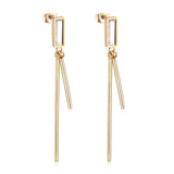 Pendientes largos de gota para mujer, aretes cuadrados de acero inoxidable de Color dorado, pendientes colgantes de Navidad, joyería de moda