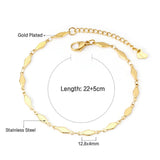 ASON Geometric Anklet Charm Foot Chain with 22+5cm Extender Gold Color Stainless Steel Fashion Jewelry Gift Accessories