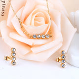 Asonjewelry Cubic Zirconia Gold Color Wedding Jewelry Set for Women 316L Stainless Steel Necklace Pendants Small Stud Earring