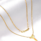 ASON Gold Color Unusual Carrot Pendant Necklace Double Chain Stainless Steel Necklaces for Women Fashion Jewelry Gift