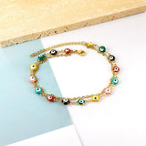 ASON Boho Mixed Color Ball Cat Eyes Accessories Multi-layer Chains Anklet Gold Color Stainless Steel For Women Jewelry Gift