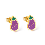 Vegetables Fruit Stud Christmas Earrings Set For Children Cute Stainless Steel Girls Earing Trendy Jewelry 2021 New