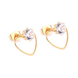 Korean Zircon Jewelry Gold/Steel Heart Star Small Stud Earring Set For Women/Girl 316L Stainless Steel Earrings